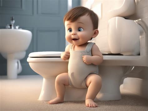 Bebe Fazendo Muito Xixi - Desenho animado de menino fofo fazendo xixi gerado por ia | Foto Premium