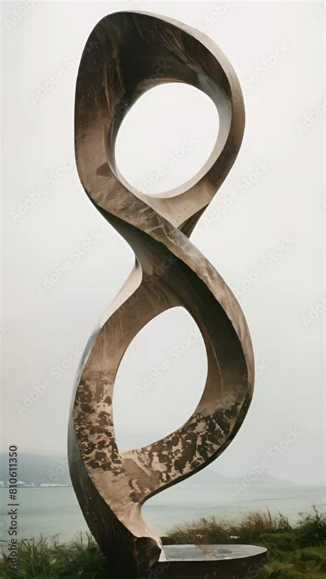 minimalist sculpture shaped  infinity symbol weathered worn