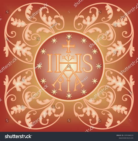 Monograms Jesus Mary Cross Stars Baroque Stock Vector (Royalty Free