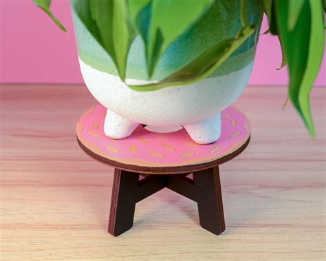Donut Plant Stand Shelf Table Shelf Stool Pink Donut Decor Potted Plant