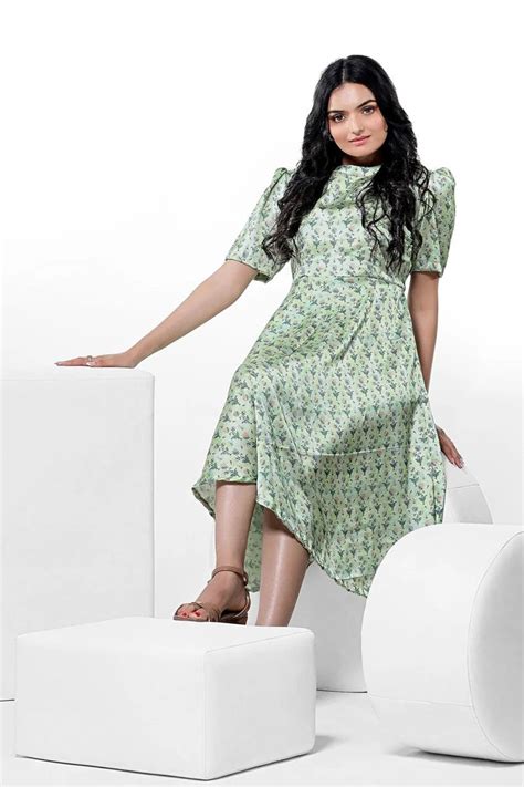 Pistachio Dress | Green seamless motif | FAB VOGUE Studio