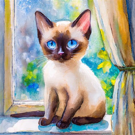 Siamese Kitten Oil Art Print Free Stock Photo - Public Domain Pictures
