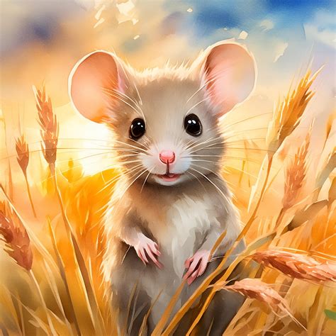 watercolor mouse  field art print  stock photo public domain
