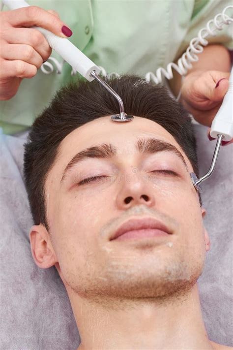 Male Face, Microcurrent Therapy. Stock Photo - Image of face, beauty ...