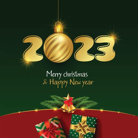 Merry Christmas and Happy New Year 2023. festive realistic decoration