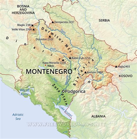 Montenegro Physical Map