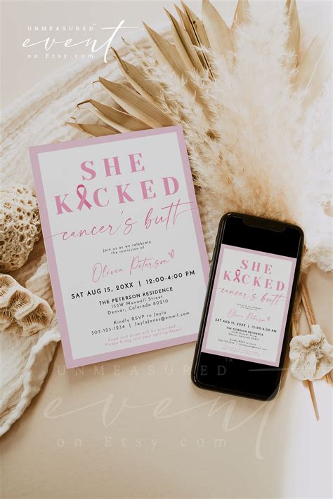 Cancer Remission Invitation Template Breast Cancer Remission | Etsy
