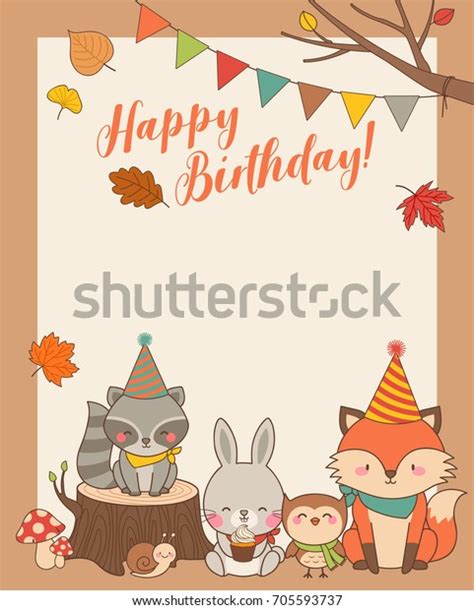 Cute Woodland Cartoon Animals Illustration Copy Stock Vector (Royalty ...