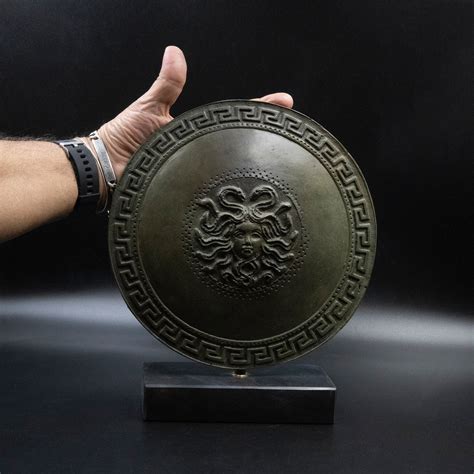 Goddess Athena Shield with Medusa Head and Greek Key, Greek Mythology