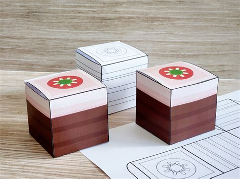 Kids Paper Crafts Printable Foldable Gift Box Template Strawberry Cake ...