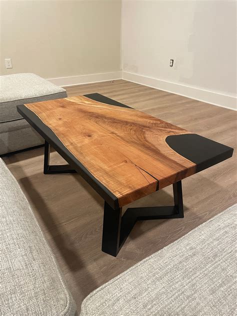 Maple & Matte Black Epoxy Coffee Table - Etsy