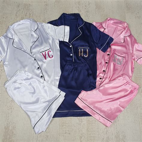 Bridesmaid Pjs, personalised monogrammed pyjamas, Satin pjs, Bridal