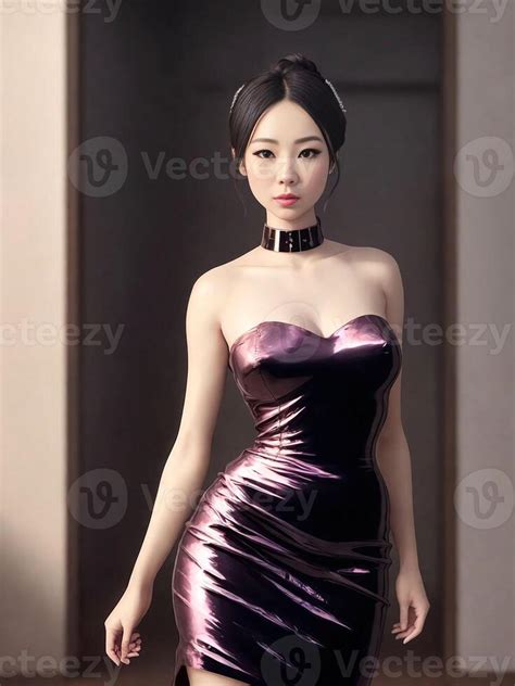 portrait  beautiful asian woman wearing dress  night
