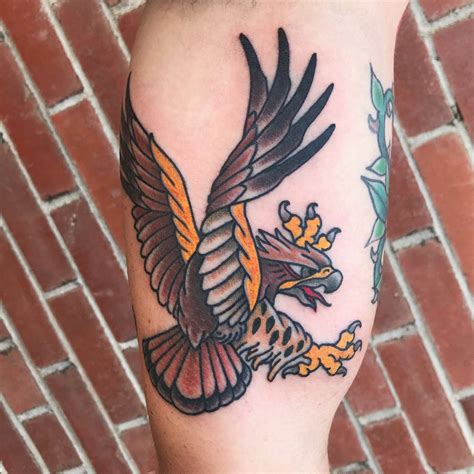 Traditional Red Tail Hawk Tattoo