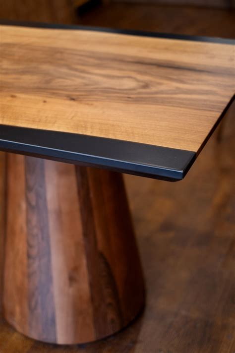 One Piece Walnut Black Epoxy Resin Conference Table – The Industrial