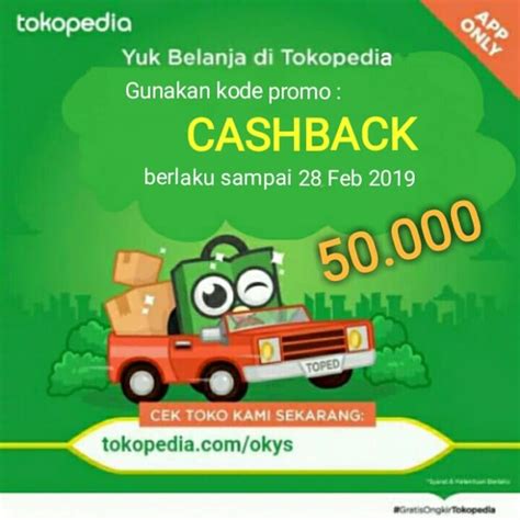 Jual CASHBACK hingga 50.000 kode promo voucher tokopedia OKY'S/OKYS ...