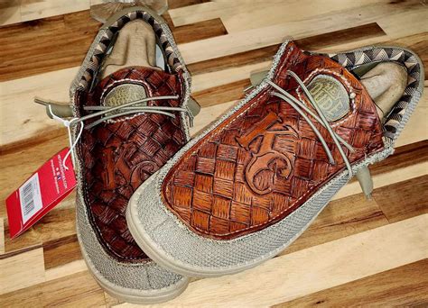 Western Custom Tooled Leather Hey Dude Shoes One of A Kind Design on ...