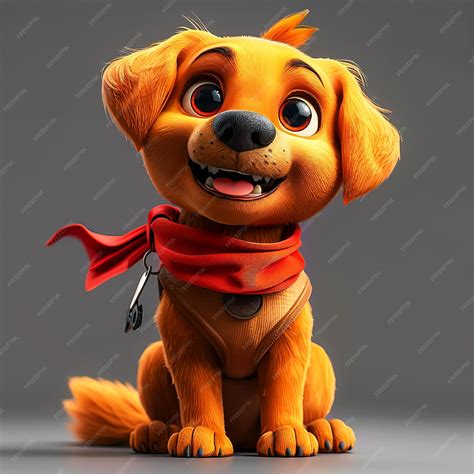 Premium Photo | 3D Dog animal cartoon Character Realistic Dog toon 3D model