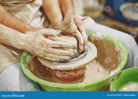 close  photo  hands making   pottery stock image image