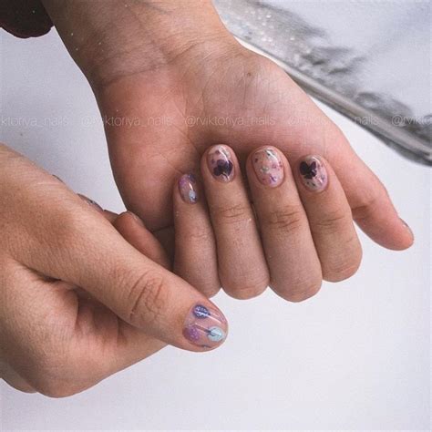 Корейский маникюр ногти с сухоцветами Korean nails маникюр Москва ...