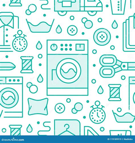 Chemisch Reinigen, Het Naadloze Patroon Van Het Wasserijblauw Met