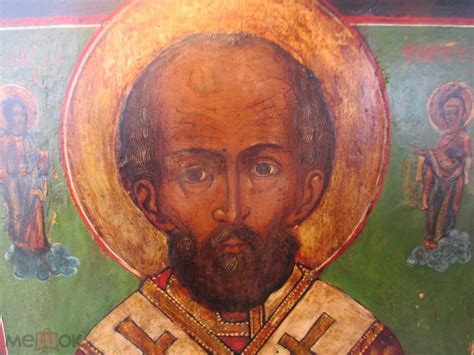 Старая (Старинная) Икона "Николай Чудотворец ". Живопись .Большой ...
