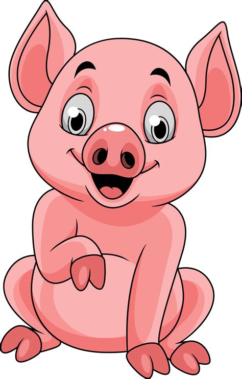 Cartoon happy pig sitting 20003633 Vector Art at Vecteezy