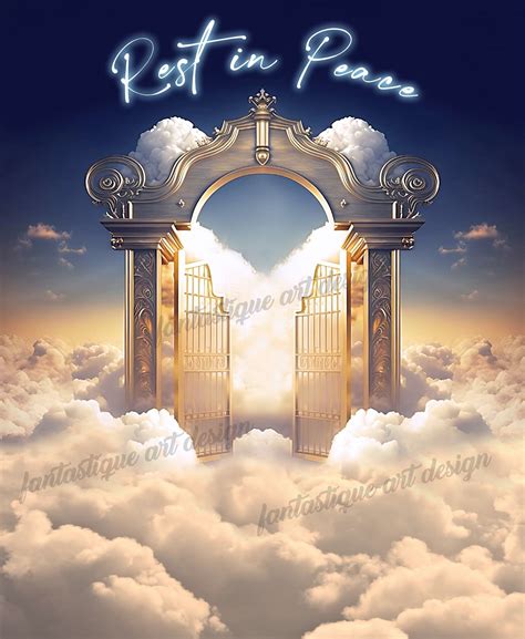 Rest in Peace in Loving Memory PNG, Gold Heavens Gate, Memorial