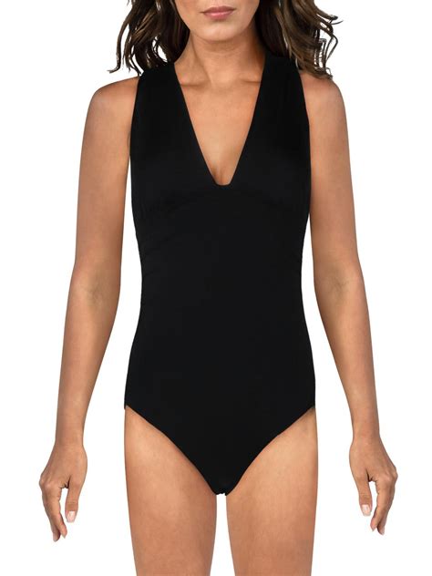 Michael Michael Kors High Neck Shirred One-Piece Swimsuit, Black, 4