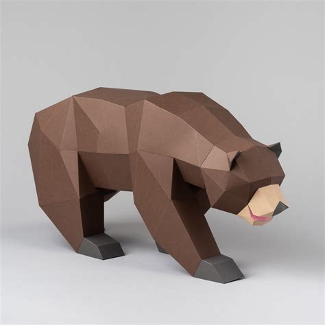 Paper Bear Para Imprimir - Make this Grizzly Brown bear with Sofs Designs template papercraft KIT ...