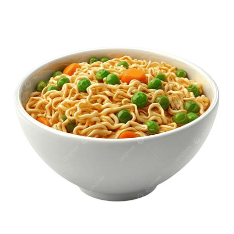 Green Peas Maggie Noodles Instant Served In A Bowl On Transparent