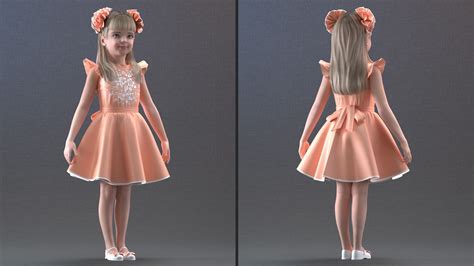 elegant girl child standing  model  max ds blend cd fbx