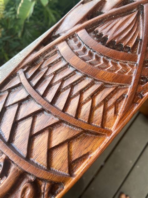 Hawaiian wall decor Koa wood carving Island Ohana surfboard | Etsy