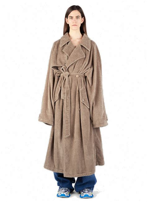 Towel Trench Coat in Beige Balenciaga