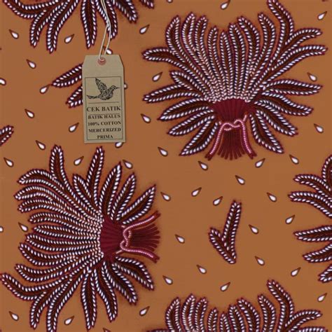 kain batik motif batik classic unik padi marun warna dasar coklat