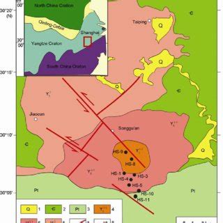 Sketch geological map of the Huangshan Mountains and the sample ...