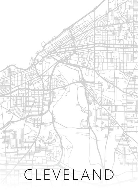 Cleveland Ohio City Street Map Minimalist Black and White Series Mixed