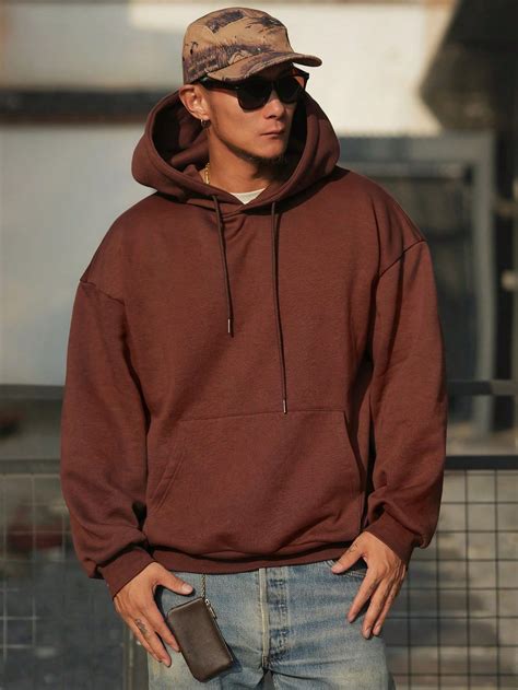 mens casual solid color drawstring hooded sweatshirt autumn casual