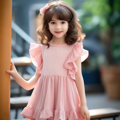 Premium Photo | A little girl wearing a pink dress and a pink bow