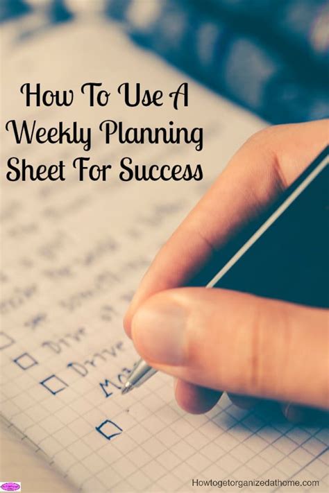 weekly planning sheet  success