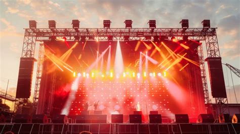 Concert Stage Setup at Sunset Stock Image - Image of musicians ...