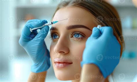 Professional Cosmetic Procedure with Botox Injection on Woman's ...