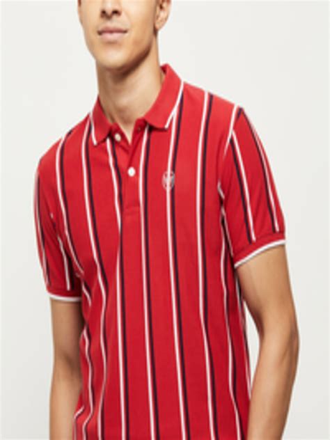 Buy Max Men Red Striped Polo Collar T Shirt - Tshirts for Men 18080130 ...