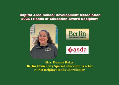CASDA Honors Berlin CSD's Mrs. Baker and Retired Interim Administrator