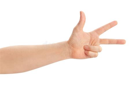 Three fingers gesture stock image. Image of sign, cutout - 259676635