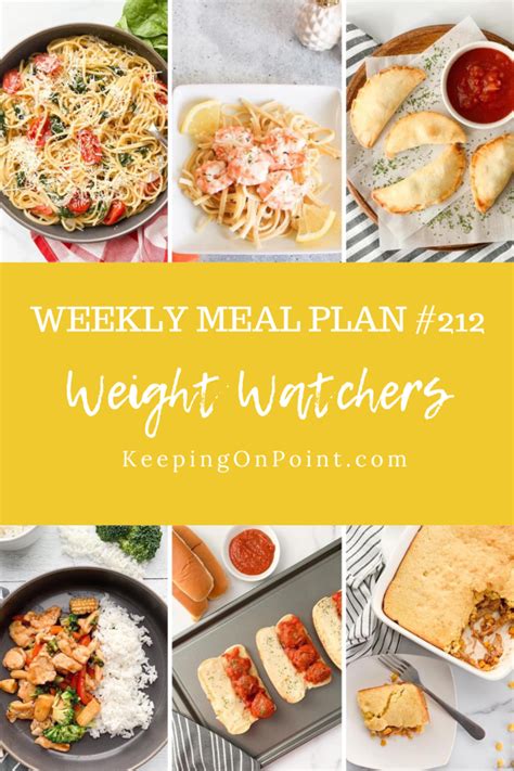 WW (Weight Watchers) Weekly Meal Plan #212