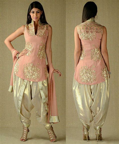 glossy peach suit  dhoti style salwar kameez designs punjabi
