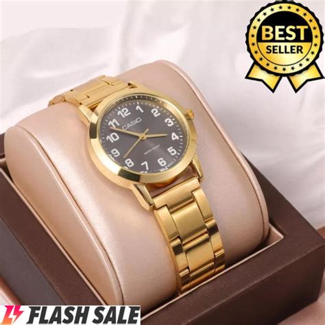 Casio V001 Analog Automatic Hand Movement Gold Black Stainless Steel ...