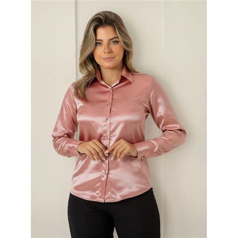 Blusa De Cetim Social - Camisa De Cetim Social Rosé Tóquio Alto Padrão Linda em 2025 | Blusas ...