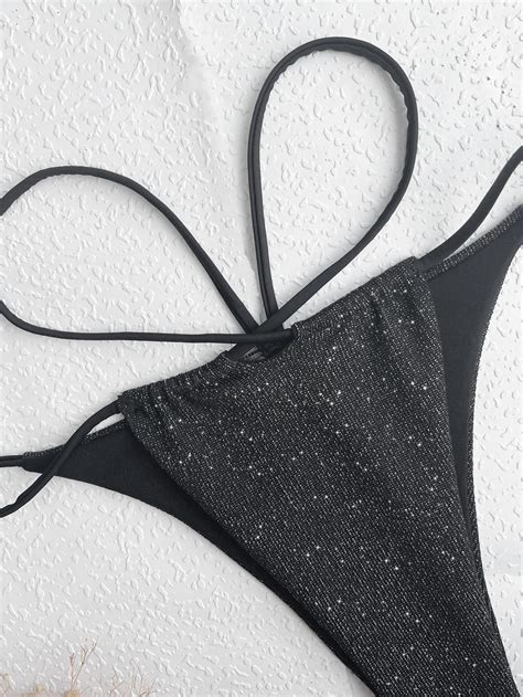 Hot Sale Micro Shiny Bikinis Custom Logo String Bandage Girls Swimsuit